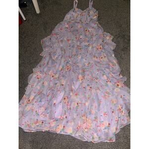 Bhanuni by Jyoti Floral Chiffon Sequined Ruffled Dress size small